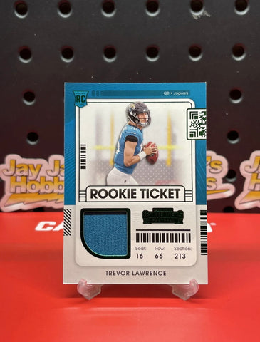 Trevor Lawrence Rookie Ticket Swatch - Green 2021 Contenders Football RTS-TRL