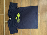 Kids 3m reflective lime green logo navy blue tee