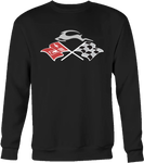 Non-Reflective Cross Flags & Leaping Deer Crew Neck