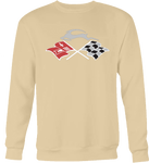 Non-Reflective Cross Flags & Leaping Deer Crew Neck